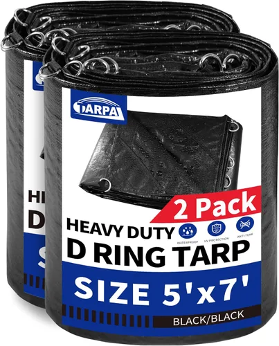 Vista 9 de TARPAL Lona impermeable de 4 x 4 pies (paquete de 2) lonas negras Negro