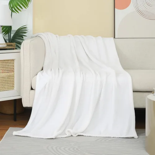 Vista 19 de JIAHANNHA Manta de forro polar de franela (50 x 60 pulgadas), manta beige para sofá o cama, 280 GSM, manta de felpa súper suave, acogedora y ligera