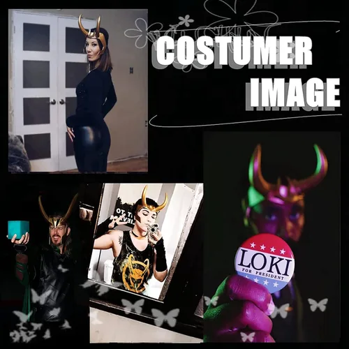 Vista 8 de Casco con cuernos de Loki para cosplay, serie de televisión de Loki 2021, película Thor Ragnarok, corona de Loki, accesorios para disfraces