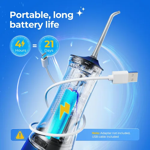 Vista 8 de Operan Irrigador dental de agua inalámbrico de 10.1 fl oz, irrigador dental portátil para dientes, 4 modos de pulso, IPX7, irrigador oral