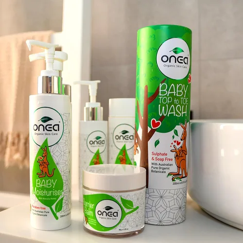 Vista 7 de Onea Paquete de regalo orgánico para el cuidado de la piel para bebés y mamás para el cuidado diario de bebés recién nacidos, aceite hidratante
