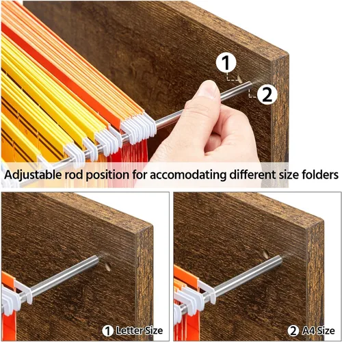 Vista 4 de Topeakmart Archivador de 2 cajones para tamaño carta A4, archivador lateral móvil grande con 4 compartimentos de almacenamiento para oficina en casa
