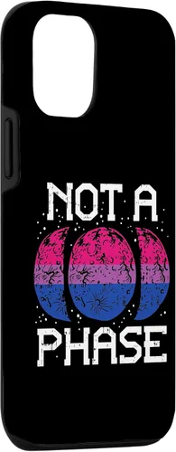 Vista 3 de Funda de regalo LGBTQ para iPhone 14 Not A Phase Bisexual Pride Moon Funny Bi Flag Pun