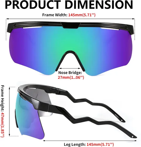 Vista 5 de FEISEDY Gafas de sol para hombres y mujeres, polarizadas grandes retro sin montura TR90 marco para béisbol, ciclismo, deportes B4073