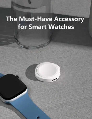 Vista 7 de Adaptador de cargador USB C para Samsung Galaxy Watch, cargador portátil rápido de 5 W para Apple Watch, base de carga de viaje ultra compacta