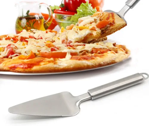 Vista 5 de ULTECHNOVO Servidor de tartas de acero inoxidable de 10.23 pulgadas, espátula de pizza triangular, cortador de pasteles para hornear, servir