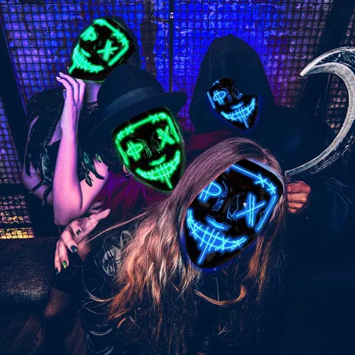 Vista 2 de GAOMON Máscara de Halloween con luz LED, máscara aterradora para festivales, cosplay, disfraces de Halloween, fiestas de máscaras, carnaval