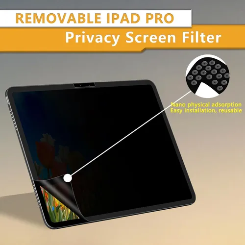 Vista 3 de ZOEGAA Pantalla de privacidad para iPad Pro de 11 pulgadas (chip M4 2024), protector de pantalla extraíble y reutilizable para iPad Pro de 11