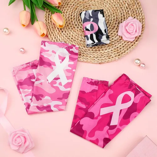 Vista 7 de Ceenna 8 pares de mangas de fútbol para concientización sobre el cáncer de mama, cinta rosa, accesorios de fútbol, llamas deportivas, cáncer de mama