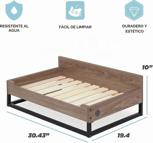 Vista 2 de Milo - Cama elevada de madera para perros con colchón de espuma suave, tamaño pequeño