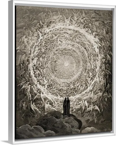 Vista 8 de CANVAS ON DEMAND Ilustración para Paradiso por Dante Alighieri Canto, Xxxi, líneas 1 a 3, lienzo enmarcado negro flotante, arte para pared, diseño