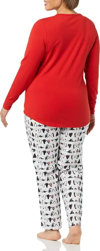 Vista 4 de Tienda Essentials Conjunto de pijama ligero de franela y camiseta de manga larga para mujer (disponible en tallas extragrandes)