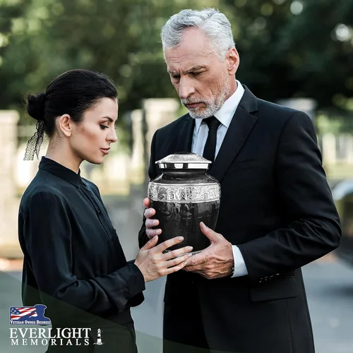 Vista 6 de Forever After - Urna de cremación negra para cenizas humanas, urna decorativa grande para hombres y mujeres adultos, urnas de entierro para cenizas