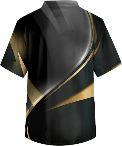 Vista 3 de Camiseta de manga corta estampada para hombre con cuello en V y bolsillo S-5XL