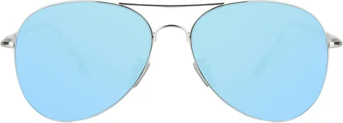 Vista 2 de SOJOS Gafas de sol clásicas de aviador para mujeres y hombres, marco de metal, bisagras de resorte SJ1030 Azul