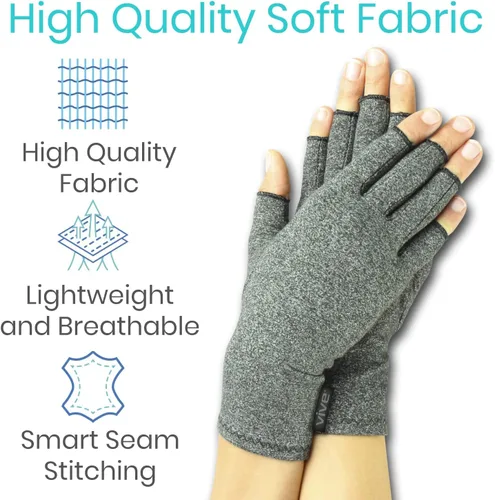 Vista 3 de Vive Guantes de artritis (2 pares) – Guantes de mano de compresión reumatoide para hombres y mujeres para osteoartritis – Alivio del dolor artrítico
