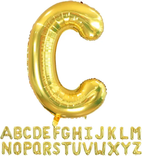 Vista 9 de Globos dorados de la letra A de 40 pulgadas, globos grandes del alfabeto A, helio dorado, de papel de aluminio de mylar, para decoración