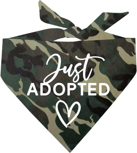 Vista 8 de Just Adopted - Bandana para perro, triángulo ajustable 100% algodón, fabricada en Estados Unidos, sesión de fotos para eventos de adopción, rescate