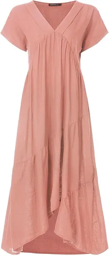 Vista 4 de FWFLYAWAY Vestidos de verano para mujer 2023, talla grande, casual, lindo, vestido tipo babydoll con volantes escalonados, estilo bohemio, vestido