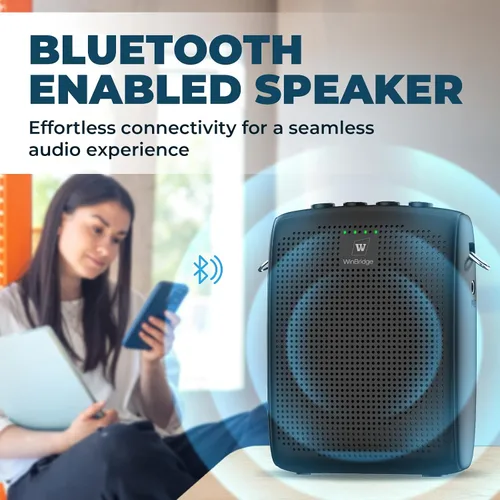 Vista 6 de WinBridge - Amplificador de voz inalámbrico con micrófono de solapa Bluetooth Lavalier para profesores, altavoz portátil y sistema de micrófono