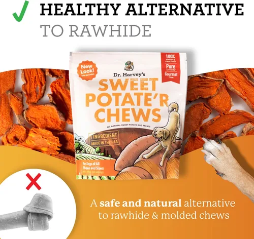 Vista 5 de Dr. Harvey's Masticables de batata para perros, golosinas para perros pequeños, medianos y grandes, aperitivos naturales para entrenamiento, dientes