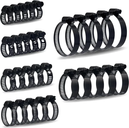 Vista 8 de ISPINNER Juego de 30 abrazaderas de manguera 6-51mm (1/4"-2") Ajustable 304 Acero inoxidable Engranaje de gusano Abrazaderas de manguera 6 tamaños