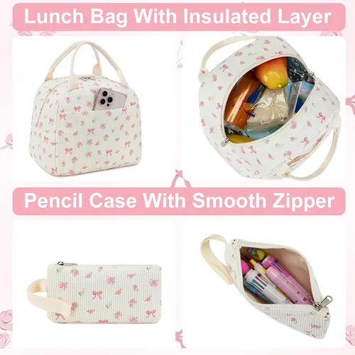 Vista 5 de BTOOP Mochilas escolares para adolescentes y niñas, mochila ligera para niños, juego de bolsas escolares con lonchera y estuche para lápices
