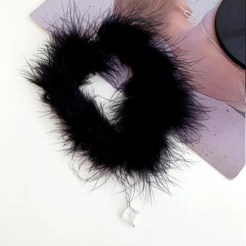 Vista 4 de Collar de plumas naturales auténticas, hecho a mano, gargantilla de felpa con plumas esponjosas, regalos de boda, fiesta, festival, regalos