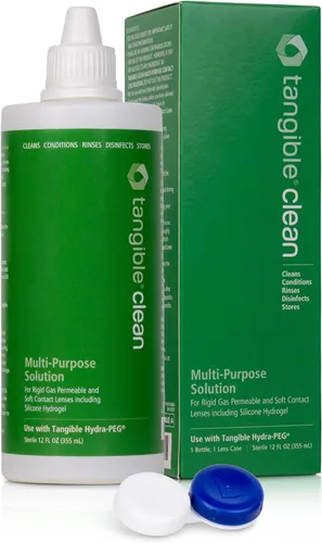 Vista 4 de Tangible Clean - Solución multiusos para lentes de contacto con estuche para lentes, tamaño viajero 3.4 FL Oz