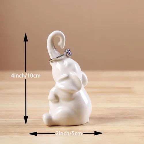 Vista 4 de LZBALUYO Soporte para anillos de elefante y perro, cactus para joyería, organizador de anillos, regalos para mujeres, mamá, día de la madre