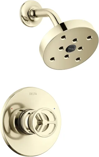 Vista 9 de Delta Faucet Trinsic Serie 14 Grifo de ducha cromado de una sola manija con cabezal de ducha H2Okinetic, juego de grifo de ducha, kit de molduras