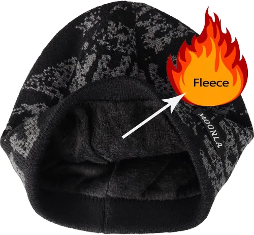 Vista 3 de Sireck Gorro para hombre y mujer, gorro de punto cálido para clima frío, gorro térmico