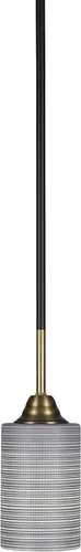 Vista 182 de Toltec Lighting Paramount - Mini colgante de 1 luz en acabado negro mate con cristal de arte perla de 7 pulgadas y estilo negro