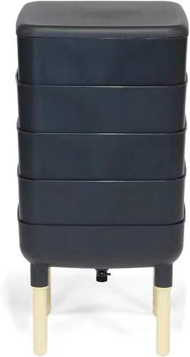 Vista 8 de FCMP Outdoor - The Essential Living Composter, contenedor de 4 bandejas para vermicompostador, color negro
