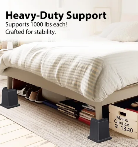 Vista 6 de Elevadores de cama resistentes de 6 pulgadas, juego de 4, soporta 1000 libras cada uno, protección del suelo, perfecto para sofás, escritorios