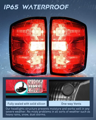 Vista 4 de Ensamble de luz trasera Nilight Compatible con Chevy Silverado 1500 2014 2015 2016 2017 2018 2019, 2500 HD 3500 HD, GMC Sierra 3500HD 2015-2019, Par