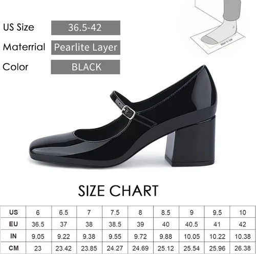 Vista 9 de JENN ARDOR Zapatos de tacón grueso para mujer, zapatos de vestir Mary Jane con punta cerrada, cómodos zapatos de vestir con punta cuadrada
