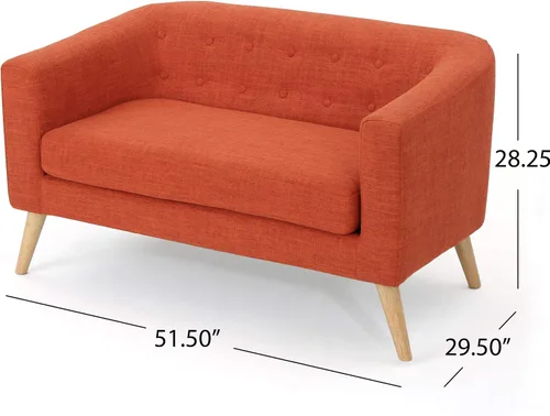 Vista 3 de Christopher Knight Home Bridie Mid-Century - Sofá biplaza moderno, tela naranja apagada