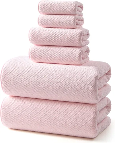 Vista 18 de REDKISS Juego de toallas de baño de 6 piezas, 2 paños de baño, 2 toallas de mano, 2 toallas de baño, forro polar coral ultra fibra, súper