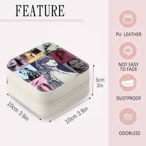 Vista 4 de asklove Joyero pequeño para álbumes de fans de T-S, joyería de viaje inspirada, regalo para amantes de la música, joyero de viaje para anillos