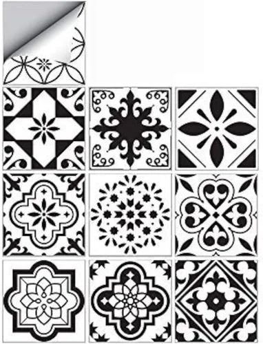 Vista 13 de 25 calcomanías de azulejos de estilo marroquí, 4x4 pulgadas (10x10cm) murales tradicionales de bricolaje, calcomanías de azulejos impermeables a