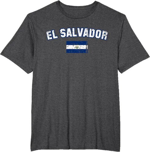 Vista 20 de EL SALVADOR Bandera Vintage Hombres Mujeres Niños Camiseta EL SALVADOR