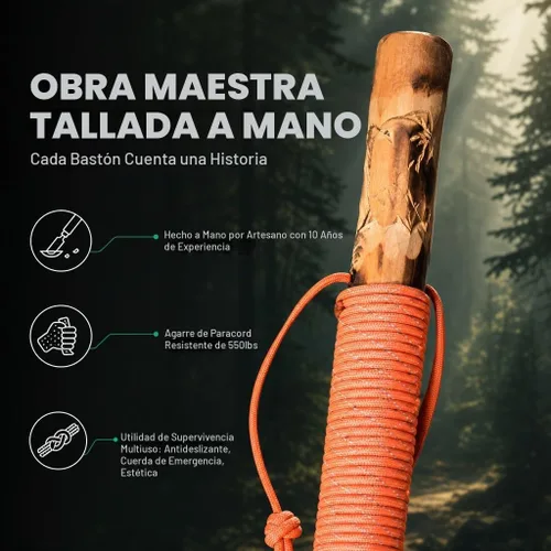 Vista 2 de FOREST PILOT 3pcs desmontable madera de abeto bastón lobo talla 55 pulgadas