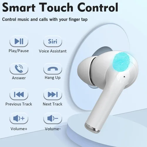 Vista 2 de Auriculares inalámbricos, auriculares Bluetooth inalámbricos en el oído con micrófono ENC con cancelación de ruido, 30 horas con estéreo de alta