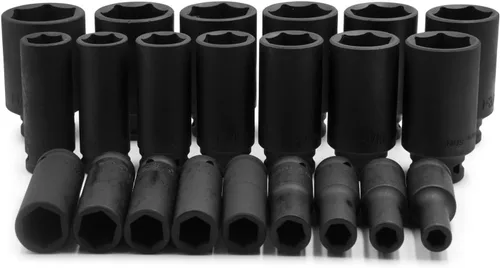 Vista 5 de Genius Tools Juego de dados de impacto profundo Dr. SAE de 22 piezas de 1/2" DI-422S