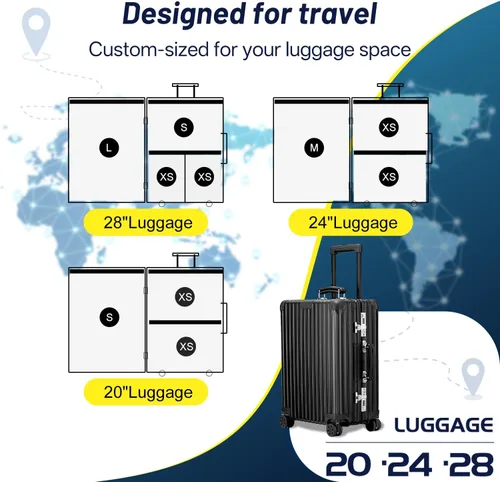 Vista 6 de Bolsas de vacío de viaje para equipaje con bomba eléctrica portátil, bolsas de sellado al vacío para ropa, cubos de embalaje de compresión