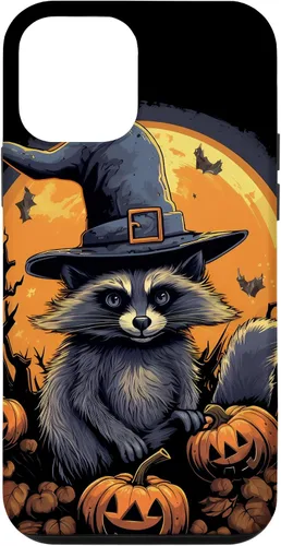 Vista 16 de iPhone 16 Raccoon Witch Hat Pumpkins Halloween Costume Case