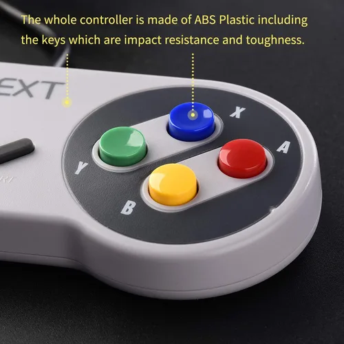 Vista 3 de Paquete de 2 controladores SNES, SAFFUN Retro USB Super Classic Controller para PC, Mac, Linux, Raspberry Pi 3, Sega Genesis Higan