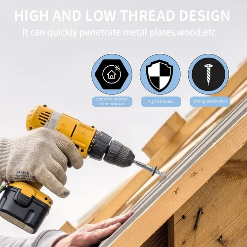Vista 6 de Tornillos para techos de metal de 10 x 1 pulgada, tornillo para techo de chapa metálica con cabeza hexagonal negra y arandela EPDM para techos