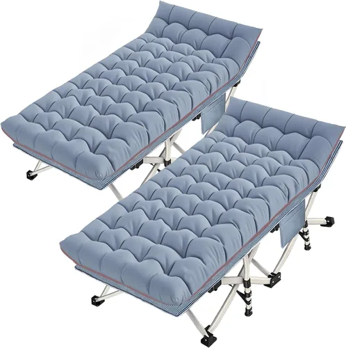 Vista 10 de Paquete de 2 catres de camping con colchón, cómodo y resistente, carga de hasta 450 libras, para dormir, cama de campamento, catre plegable